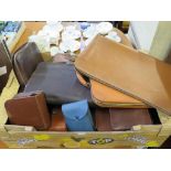 Various leather cased gentleman's dressing items, stationery and other cases