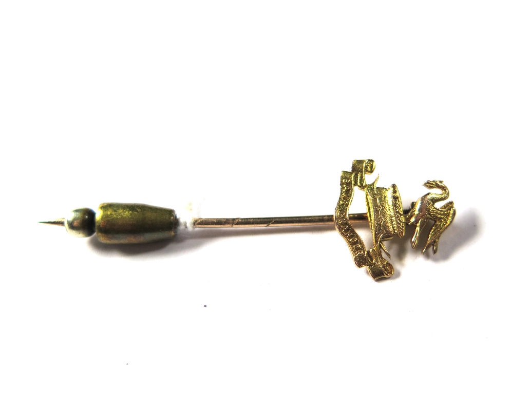 A Kings Liverpool 17/20 Battalion Pals 9 carat gold stick pin