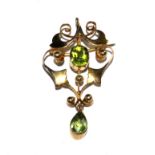 A 9 carat gold peridot pendant