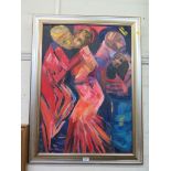 Barbara Blake Two pairs of dancers Acrylic on board, signed 82cm x 58cm