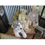 Four Steiff teddy bears, 39cm to 67cm and a dog 79cm (5)