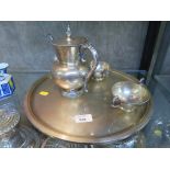 J. Tostrup of Oslo Norway silver tray and three piece tea service