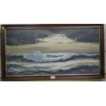 W.H. Stockman Waves at sunset Oil on board, signed and dated 70, 40cm x 80cm