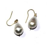 A pair of drop pearl earrings