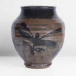 Kimura Ichiro (Japanese, 1915-1978) Jar Stoneware, mottled iron over tenmoku glazes with a was