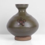 Bernard Leach (British, 1887-1979) Bottle Vase, circa 1960 Stoneware, olive green glaze with an iron