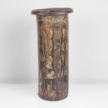 Janet Leach (American, 1918-1997) Tall Cylindrical Vessel Stoneware, olive green glaze with white