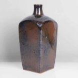 Kawai Takeichi (Japanese, 1908-1989) Rectangular Bottle Vase Stoneware, squared bottle form widening