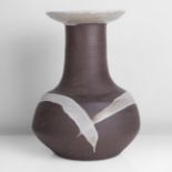 Janet Leach (American, 1918-1997) Large Vase, circa 1980 Stoneware, dark brown dry body with white