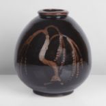 David Leach (British, 1911-2005) 'Willow Tree' Pot Stoneware, dark brown glaze, iron painted 'willow