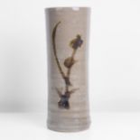 Hamada Shoji (Japanese, 1894-1978) Tall Vase Stoneware, green ash glaze with iron painted foliate