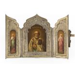 A Miniature Silver Triptych with Nicholas the Miracle-Worker, Maria Magdalena and Holy Martyr Vassa