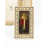 A Fabergé Icon of St Nicholas in Silver Frame with Original Wooden Case