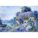 THOMAS NOELSMITH (1840 - 1900) 'Cottage Gardens', watercolours, a pair, 37cm x 55cm (2)