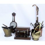 MISCELLANEOUS ITEMS to include a singer sewing machine, android barometer, three coal buckets,