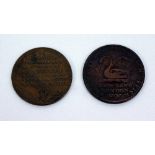 AN 18TH CENTURY LONDON TRADE TOKEN and a mail coach half penny (2)