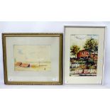 R.A. GALT Watercolour on paper, a public event, signed lower right and one other painting by the