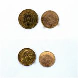 A GOLD NAPOLEON III TWENTY FRANC COIN dated 1863 and a gold Republic ten franc coin dated 1910 (2)
