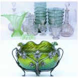 A COLLECTION OF GLASSWARE to include a pair of antique Venetian clear glass vases, each 16cm in