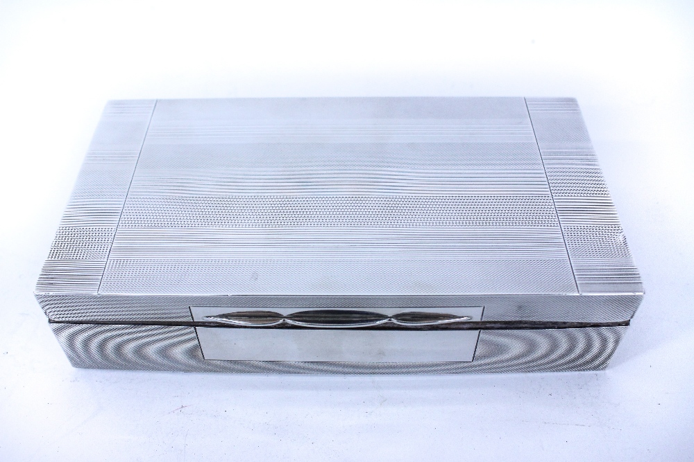 A BIRMINGHAM SILVER TABLE TOP BOX with engine turned band decoration and wooden base and - Image 3 of 3