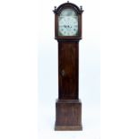 A 19TH CENTURY PINE CASED LONGCASE CLOCK with eight day movement, painted dial, subsidiary dial