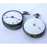 TWO ANTIQUE SILVER CASED WATCHES one in a London silver case dated 1796 engraved B Heath London