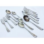 A SELECTION OF MOSTLY MAPPIN & WEBB SILVER CUTLERY to include forks, knives and serving spoons (