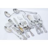 A LARGE QUANTITY OF ANTIQUE AND LATER SILVER PLATED CUTLERY to include Elkington and Sheffield