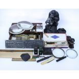 MISCELLANEOUS ITEMS to include 19th century set of Becker & Sons scales, glass lenses, two