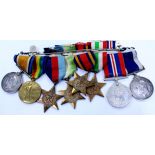 A COLLECTION OF MEDALS INCLUDING WWI GENERAL SERVICE MEDAL, LONG SERVICE MEDAL, the Atlantic Star,