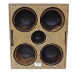 A SET OF FIVE TREEN SERVING BOWLS in later case (5)