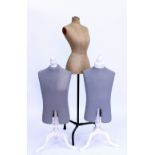 A VINTAGE TAILORS MANNEQUIN and two later shop dummies (3)