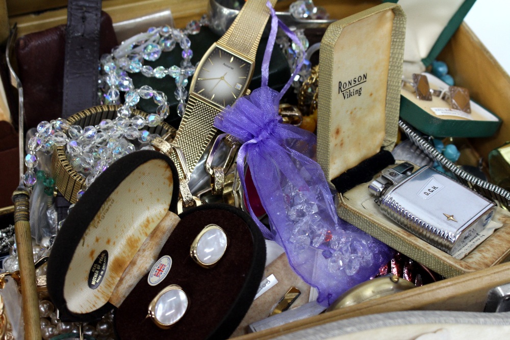 A QUANTITY OF COSTUME JEWELLERY watches etc, and a leather attaché case - Image 3 of 3