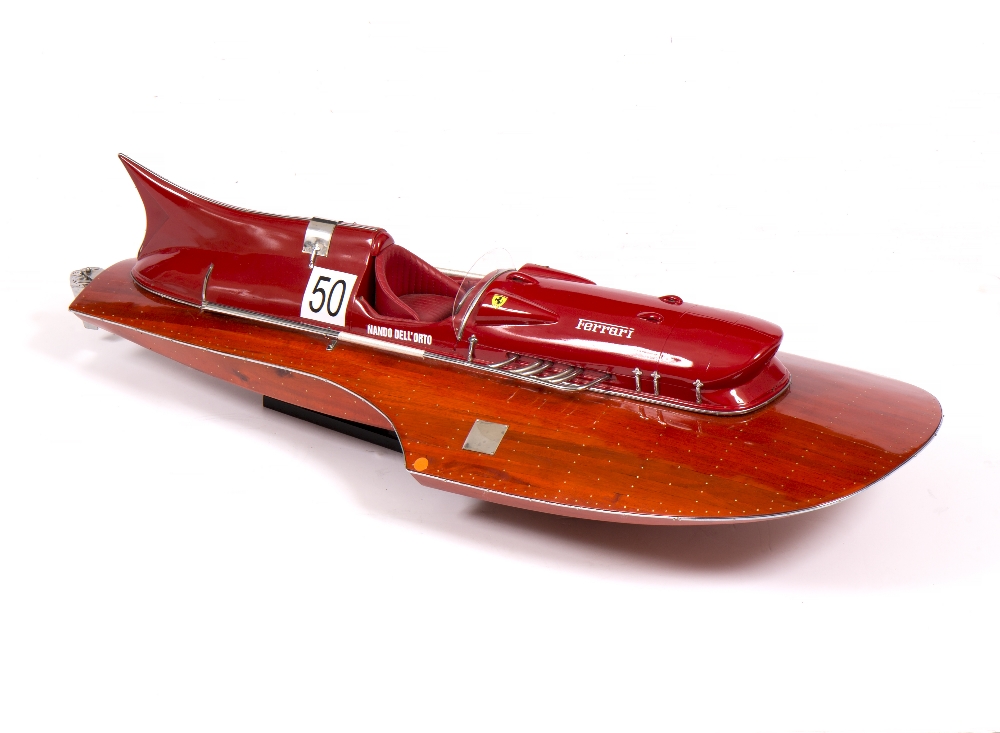 A 1:14 SCALE MODEL OF A FERRARI ENGINED HYDROPLANE, 89cm long overall This model is of the 1953