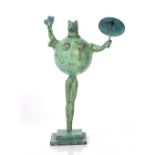 NOAH MICHAEL TAYLOR (21ST CENTURY SCHOOL) 'Canopic Cat', bronze, signed with initials to the stepped