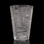 A LALIQUE 'SENLIS' TAPERING VASE signed to the base, 29.5cm high x 20cm wide