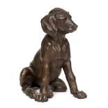 JENNY WESTRING LEHMANN (Act. c.1900) A seated puppy, bronze, signed beneath and dated 1910, 15cm