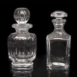 TWO BACCARAT CRYSTAL DECANTERS one a brandy decanter of square tapering form and the other a