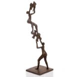 LATE 20TH / 21ST CENTURY SCHOOL 'Balancing Jigsaw', bronze, unsigned, 33cm wide x 166cm high