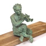 21ST CENTURY SCHOOL 'Pan and his Pipes', patinated bronze, 24cm high overall