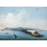 A 20TH CENTURY CONTINENTAL SCHOOL GOUACHE OF NAPLES signed Leuris 31cm x 34cm