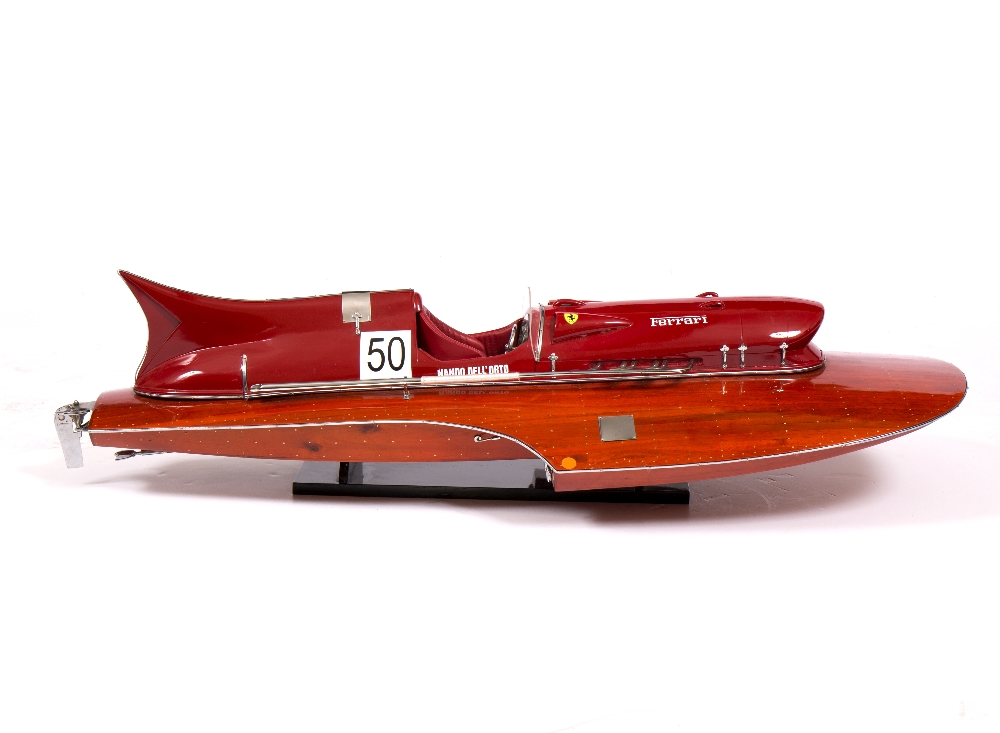 A 1:14 SCALE MODEL OF A FERRARI ENGINED HYDROPLANE, 89cm long overall This model is of the 1953 - Image 2 of 2