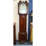 A 19TH CENTURY LONG CASE CLOCK the painted dial with Roman numerals, a subsidiary second hand and