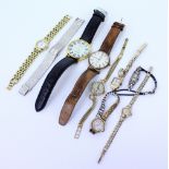 A SELECTION OF MISCELLANEOUS VINTAGE WRIST WATCHES to include a rotary example, gilt metal