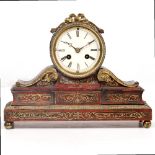 A NAPOLEON III BOULLE WORK MANTLE CLOCK the enamelled dial with Roman numerals, overall 30cm wide