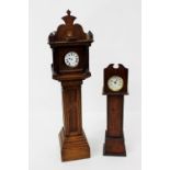 A LATE 19TH CENTURY MINIATURE LONG CASE CLOCK POCKET WATCH STAND 50cm in height together with an