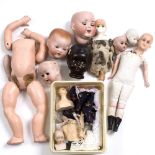 A COLLECTION OF VARIOUS BISQUE DOLLS HEAD and other parts, all for restoration