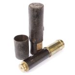 A 19TH CENTURY TROUGHTON & SIMMS TREE DRAWER TELESCOPE with leather hand grip, monogrammed lens cap,