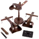 FOUR STEREOSCOPIC HAND VIEWERS to include 'The Triumph' stereoscope on turned stand by The Fine