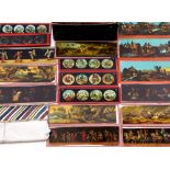 A GROUP OF GERMAN 19TH CENTURY MAGIC LANTERN SLIDES the majority 75cm high together with further